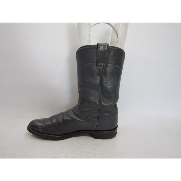 Justin 3025 Mens Size 7.5 B (Narrow Width) Gray Leather Roper Cowboy Boots main image 4